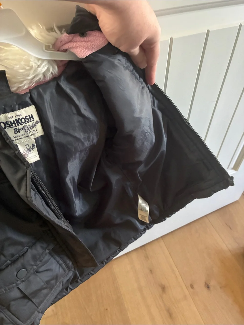 OshKosh B'gosh Black Hooded Puffer Jacket with Faux Fur Trim